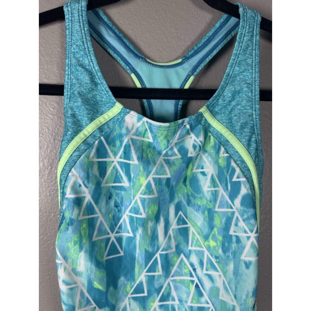 Speedo One-Piece Swimsuit Capri Breeze Splice Blue Teal Size 16 Girls - Picture 3 of 9